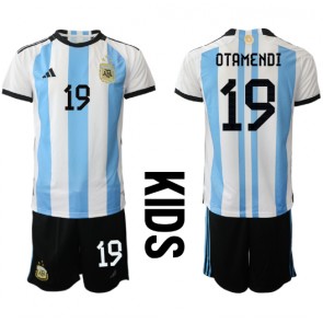 Argentina Nicolas Otamendi #19 Hemmaställ Barn VM 2022 Kortärmad (+ Korta byxor)